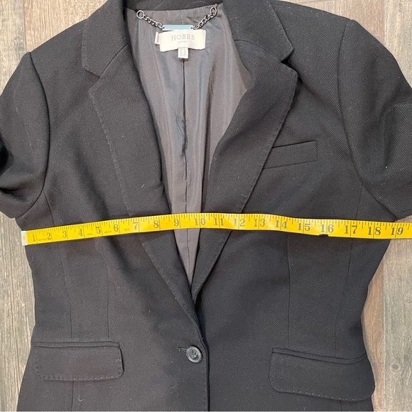 HOBBS Womens 1 Button Textured Blazer Jacket UK 12 /US 8 Medium Black Business - Picture 10 of 14